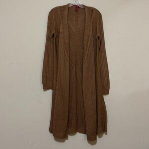 Love Scarlett Womens Brown Long Sleeve Cable Knit Duster Sweater Cardigan Top